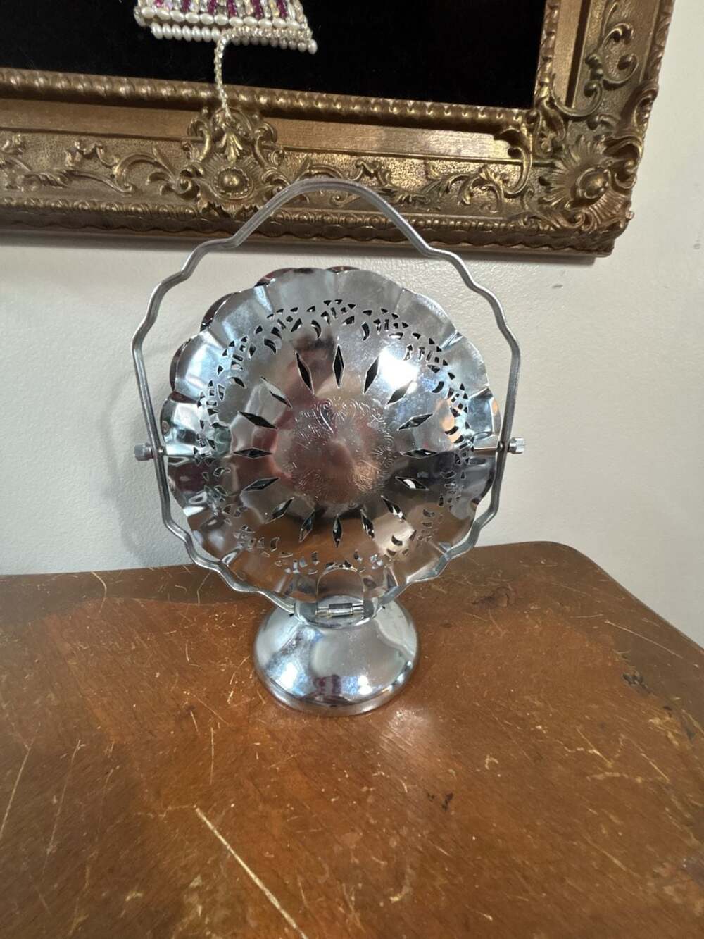 Vintage Folding 3 Tier Metal Tidbit Tray Platter